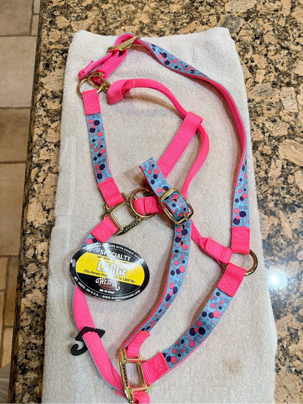Weaver NEW w/ tags Pink Dotted Horse nylon Halter - Large